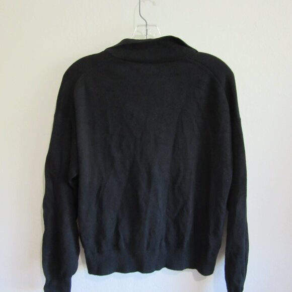 WILFRED Black Long Sleeve V-Neck Collared M Sweater - Picture 3 of 4